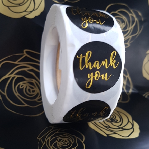 3/25$ 200 pcs Black & Gold Thank You Stickers 1" Inch - Picture 11 of 13